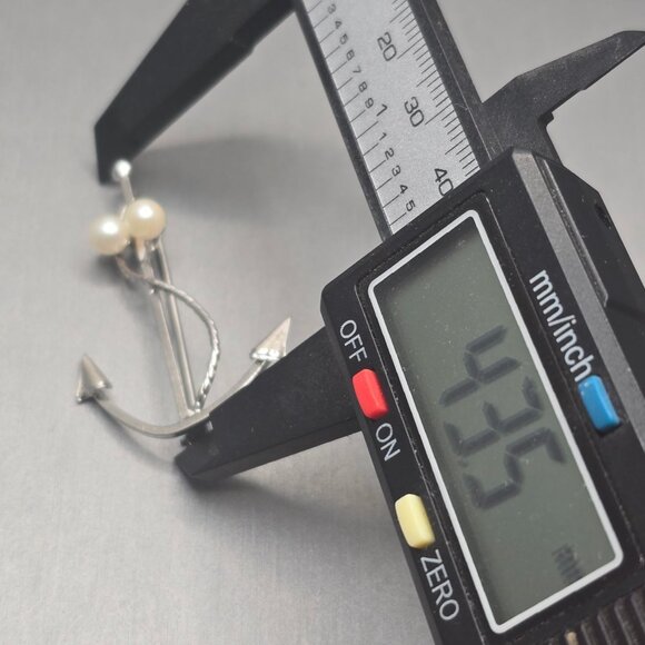 Vintage Curtis Sterling Silver Anchor Brooch 1.75" Pearls Signed DCE Nautical - Picture 6 of 9